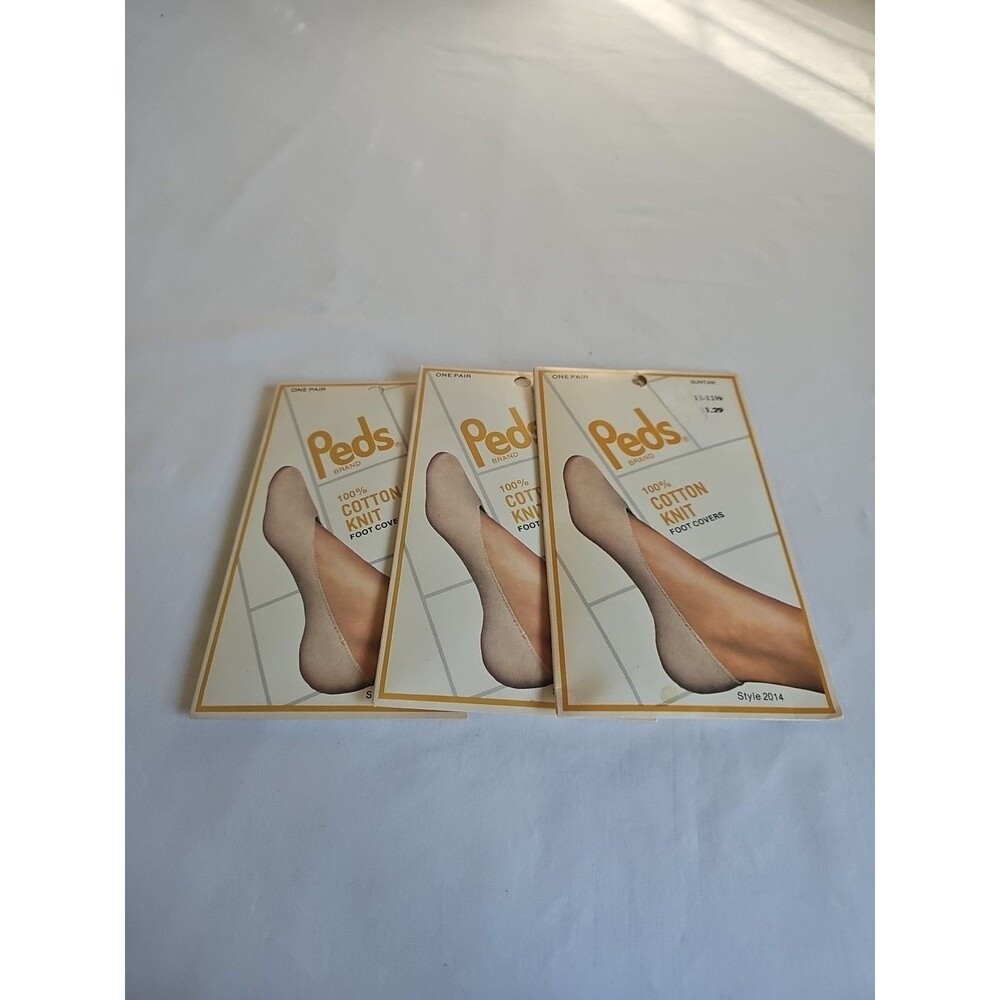 Vintage Peds Foot Covers Cotton Knit lot of 4 Suntan Style 2014 Hosiery